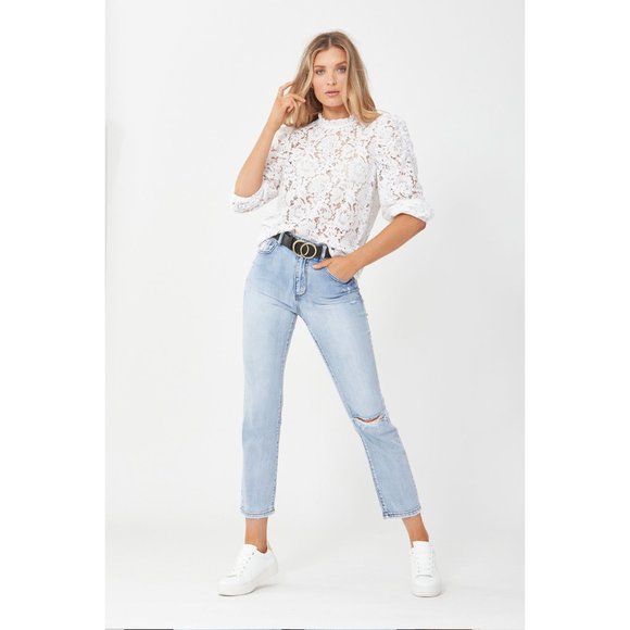 Decjuba White Long Sleeve Harlie Lace Blouse 10 - Picture 2 of 5